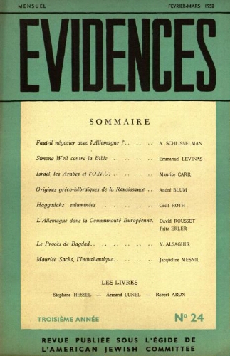Evidences. N° 24 (Février/Mars 1952)